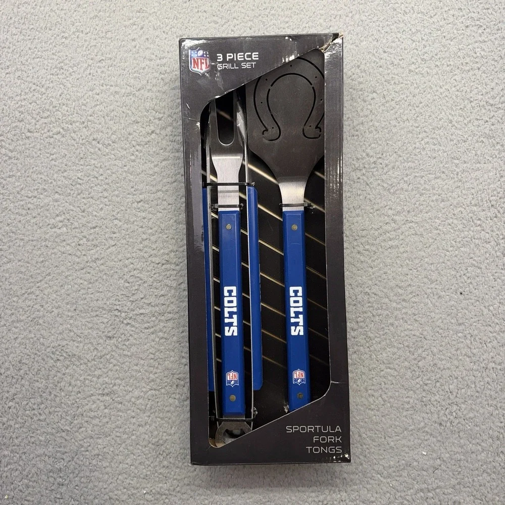 You The Fan Series BBQ Steel NFL Indianapolis Colts Football 3-Piece Grill Set